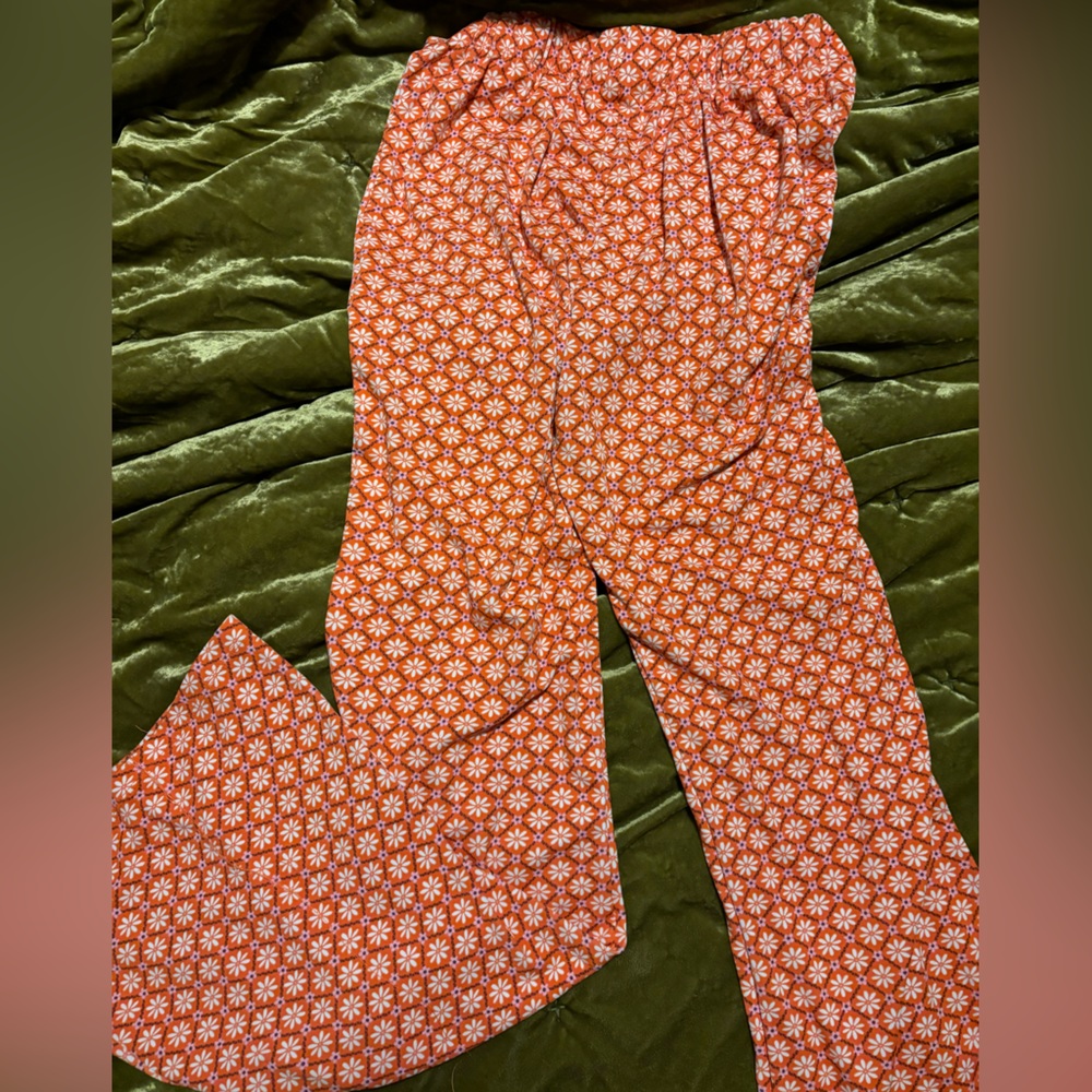 Retro orange patterned bell bottoms